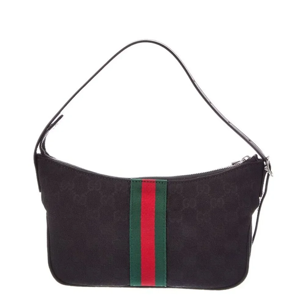 Gucci Canvas Shoulder Bag, Black